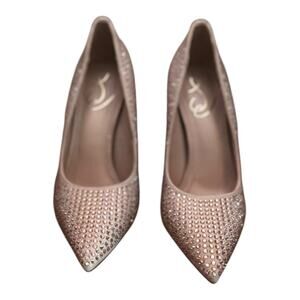 Sam Edelman Women's Antonia Flare-Heel Sparkle Toe Slip Fashion Pumps Size 8.5